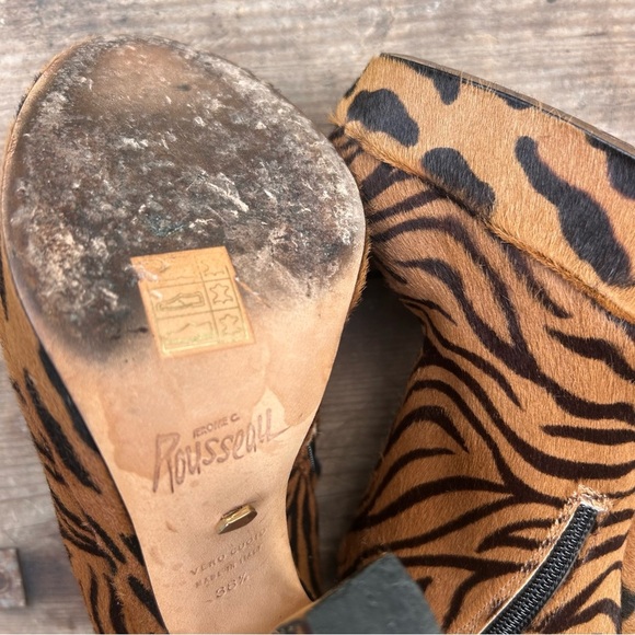Jerome C Rousseau Vero Cuoio Zebra Print Platform High Heeled Ankle Boots 8 38.5 - Picture 6 of 11